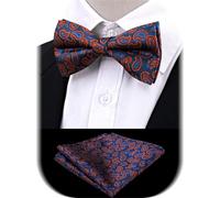 HLHLH Pajaritas for hombre, pajarita preatada, conjunto de bolsillo, pañuelo floral cachemira, mariposa negro, regalo preatado(Color3)