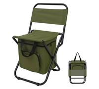HLHLH Silla de Camping pequeña for Pesca con Bolsa térmica, Ligera y compacta, con Respaldo for Senderismo, Viajes y Pesca en Hielo.(Green)