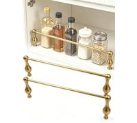 HLHLH Valla Protectora for Estantes, Barra Basculante Decorativa De Aluminio for Galería, Barrera Seguridad for Abiertos Gabinetes Cocina, Fácil Instalación, 2 Uds(Brass,51cm/20.1in)