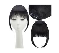 HLHLOP777 Cabello Flequillo Flequillo sintético Falso y Romo for Mujer, Extensiones de Cabello con Clip, Flequillo francés, postizo con Flecos Rectos Extensiones de Cabello(1B)