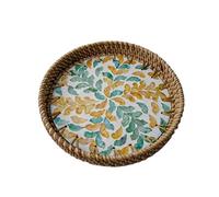 HLHLOP777 Frutero Disco de empalme cáscara simple, plato frutas, desayuno, pan, dim sum, cesta Frutero para encimera de cocina(Colored green bar)