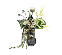 HLHLOP777 Plantas Artificiales Simulación de arreglo Verde for Sala Estar, Mesa Comedor, Centro, centros, Ramo Flores Artificiales Lujo, florero Vidrio Rosas de Seda Artificiales