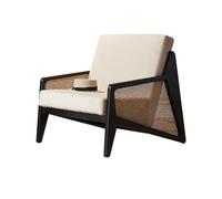 HLHLOP777 Sillón para Sala de Estar Parlor Rattan Solid Wood Sofa Chair Living Room Black Ash Wood Balcony Leisure Chair Sillón tapizado Moderno
