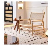 HLHLOP777 Sillón para Sala de Estar Rattan Solid Wood Leisure Sofa Chair Living Room Recliner Hotel Balcony Back Chair Sillón tapizado Moderno(A)