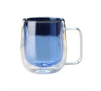 HLHLOP777 Tazas de vidrio Tazas de café vidrio doble pared con asa, 250 ml (8,8 oz), borosilicato color for bebidas frías y calientes, capuchino, latte té Copas de cóctel(Blue)