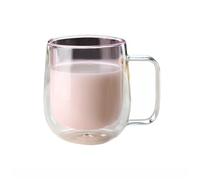 HLHLOP777 Tazas de vidrio Tazas de café vidrio doble pared con asa, 250 ml (8,8 oz), borosilicato color for bebidas frías y calientes, capuchino, latte té Copas de cóctel(Pink)