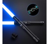 Hlieeosfcn Espada láser para niños y Adultos 2 en 1 RGB 17 Colores USB Recargable Mango de Metal Negro Espada Espada de luz, 2 Unidades, Apto para Halloween, Navidad, Cosplay