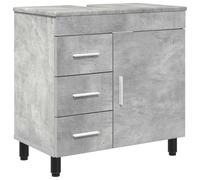 hliofuir Armario para lavabo (60 x 35 x 60 cm), color gris hormigón | Elegante armario de baño con patas de metal ajustables, puerta giratoria y asas de barra para un montón de espacio de