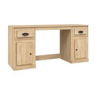 hliofuir Escritorio con armario de roble Sonoma, 154,5 x 50 x 75 cm, 2 | Combinación compacta de mesa de oficina y armario auxiliar para el estudio, un montón de espacio para archivos y decoración.