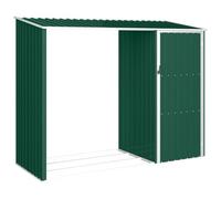hliofuir Jardín de leña 245x98x159 cm Verde Acero galvanizado | Estantería de leña combinada y solución de cobertizo para el jardín para el almacenamiento ordenado de protección contra la