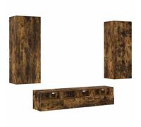 hliofuir Juego de 5 armarios de pared para TV, madera de roble ahumado | Juego de armario flexible para sala de estar y estudio: diseño colgante de pared que crea orden y ahorra espacio en el suelo.