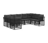 hliofuir Juego de 9 plazas de ratán sintético para exteriores, color negro | Muebles de jardín modulares para patio y jardín con cojines resistentes a la intemperie, marco trenzado resistente y posición