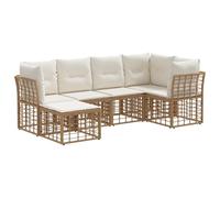 hliofuir Juego de muebles de jardín de ratán sintético natural de 7 piezas | Conjunto modular para patio y jardín con cojines resistentes a la intemperie, construcción estable y posición flexible.