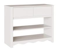 hliofuir Mesa consola blanca con 2 cajones y 2 estantes - Mesa auxiliar estrecha de madera maciza de pino, mesa de pasillo de madera para pasillo y salón, estilo rústico, muebles de pasillo, 89,5 x 37