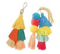 HLIWS 2 Pcs Bohemia Borla Llavero,Pom Pom Llavero de Borla,llavero de estilo étnico retro,adorno hecho a mano,Diseñado para accesorios de mochilas de mujer