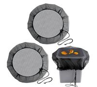 HLIWS 3 Piezas Red Protectora para Barril de Lluvia, Redes de Cubos de Lluvia Ajustables,Reds para Depósito de Agua de Lluvias, Red del Tanque De Agua, con Cordón, para Mosquitos, Hojas(57cm, Negro