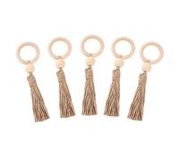 HLIWS 5 Piezas Servilleteros con Cuerda De Yute,Hebilla de servilleta Bohemia,Anillos para Servilletas de Madera,para Decoración del Hogar,Fiesta