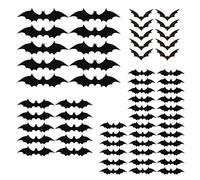 HLIWS 60 Piezas 3D Murciélago Pegatinas Pared Decorativas,Murciélago aterrador realista,para Ventanas, Pared, Puerta de casa, Decoracion Halloween(4 tamaños,con adhesivos de doble cara)