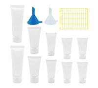 HLIWS Botellas vacías Recargables de Viaje,10 Piezas(15ml/20ml/30ml/50ml)+2 Embudos+56 Etiquetas autoadhesiva,para Productos de higiene de Travel