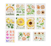 HLIWS Plantillas de Girasol-11 piezas Flores Plantillas de Dibujo,diseño de girasol y Mariposas,para pintura y proyectos de bricolaje(21x28cm)