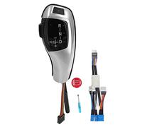 HLKSOUREZ LED Gear Shift Knob Shifter Lever Head Retrofit Kit, Estilo Serie F con Indicador LED y Botón de Encendido/Apagado del Motor, Empuñadura de Cuero PU para E60 E61 E46 LHD (Plata galvanizada)