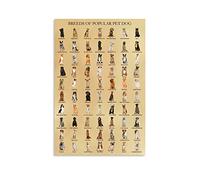 HLLNWB Póster de razas de perros populares, decoración de animales para fanáticos de los perros, niños, habitación de niños, guardería, oficina, sala de estar, sin marco, 30,5 x 45,7 cm
