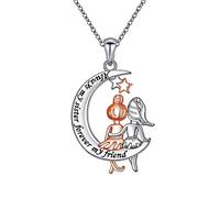HLMIN Collar de hermana para mujer, collar de la amistad con luna de moda, colgante de columpio con texto en inglés "Always My Sister Forever My Friend", regalo de joyería simple para mujeres, amigas