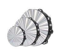 HLMOptimo Paquete de 3 panderetas de madera para adultos, pandereta de mano de 15 cm, 20 cm, 25 cm, instrumento de una sola fila, tambor de pandereta de mano (radiante)