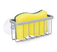 HLOOL Soporte de esponja para fregadero de cocina, soporte de esponja para fregadero de cocina, organizador de fregadero, soporte de jabón para platos (plateado mate)