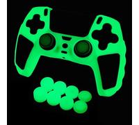 HLRAO Funda para Controlador PS5 Que Brilla en la Oscuridad, Cubierta Protectora de Silicona Suave, empuñaduras de Piel compatibles con Controlador PS5 con 10 Tapas para empuñaduras para Pulgar.