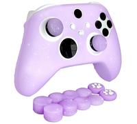 HLRAO Funda Protectora de Silicona Antideslizante con Purpurina Morada Compatible con el Controlador Xbox Series X/S, 8 Tapas con Purpurina para el Pulgar y 2 Tapas de Agarre.