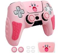 HLRAO Juego de funda protectora suave para mando inalámbrico de PlayStation 5 con calcomanías de almohadilla táctil y 2 tapas de agarre para el pulgar