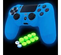 HLRAO PS4 Controller Skin Silicona Grip Glow in Dark Funda Protectora para PS4 / Slim/Pro Controller + 8 FPS Pro Thumb Grips + 4 Pcs Caps