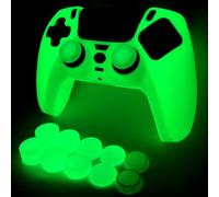 HLRAO PS5 Controller Skins Silicone Grip Glow in The Dark Housse de Protection pour Manette PS5 + 8 FPS Pro Thumb Grips + 2 Pcs Caps.