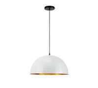HLRTBCN Iluminación Colgante de Metal de Domo Industrial, lámpara Colgante de semicírculo Simple Americano para Sala de Estar del Comedor de Dormitorio (Oro Blanco, 30 cm/11.8in) Aqiong