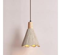 HLRTBCN Lámpara Colgante de Cemento Japonesa, iluminación Retro de Cono de luz de la Isla de Madera para restaurantes Isla de Comedor de Dormitorio (8.26 Pulgadas*6.29 Pulgadas) Aqiong