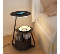 HLRTBCN Lámpara de Mesa de Noche de Crema: mesita de Noche de Carga inalámbrica con luz LED de 3 Colores Ideal para Dormitorio y Sala de Estar Solución de Almacenamiento Lateral de sofá Aqiong