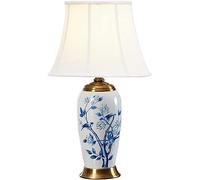 HLRTBCN Lámpara de Noche de Porcelana Azul y Blanca de 62 cm, diseño Chino Moderno, decoración de Dormitorio Elegante, lámpara de Mesa Simple para iluminación de la casa, Elegante luz de Noche Aqiong