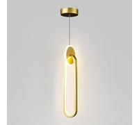 HLRTBCN LED PARTIZACIÓN DE 2 Ligas del LED Cubierto, lámpara Colgante Simple de Morden 3 Colores Candelier Dimmable para Sala de Estar de Dormitorio (Oro Largo) Aqiong