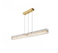 HLRTBCN Luces Colgantes de Vidrio Rectangular largas, LED Minimalista Todo Cobre Dimmable Holgar Luz para la Mesa de Comedor de Comedor de Mesa de la Isla (Oro) Aqiong