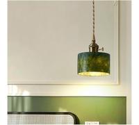 HLRTBCN Luz de Colgante de Vidrio Verde Moderno nórdico Mini lámpara de araña Natural lámpara de Techo Colgante de Oro para el Comedor de Cocina Entrada de Dormitorio E26/E27 Base Aqiong