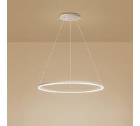 HLRTBCN Luz de Colgante LED nórdico Moderno - Candelera de círculo de 50W de 50W Ajustable para la Sala de Estar Tabla de Comedor de la Isla de Cocina - Acabado sin Escalas Blancos Aqiong
