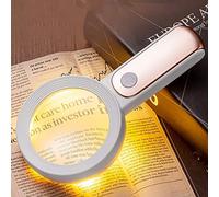 HLRTBCN Magnificador Extra Gran Gran 18 LED Handheld Fuerte Lupa con luz LED, Mejor Lupa iluminada de tamaño Jumbo para Leer Pasatiempos Trabajo artesanía Aqiong