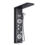 HLRTBCN Panel de Ducha, Panel de Ducha Luz LED, Gorra de Ducha de Pantalla Digital de Lluvia en Cascada, Spa Masaje de Masaje de Baño Bathroom Mezclador Sistema de Ducha (Negro