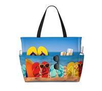 HLSBSSL Estas chanclas en una bolsa de viaje de playa impresa de Sandy Beach se pueden utilizar para ir de compras, hacer ejercicio o trabajar