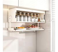 Hltdzer Armario Cocina de Pared en Metal con Puertas Vidrio Templado, Estante Almacenamiento Acero Al Carbono, Organizador Colgante Ahorra Espacio(White,40 * 19 * 26cm/15.7 * 7.5 * 10.2in)