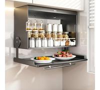 Hltdzer Armario Cocina de Pared en Metal con Puertas Vidrio Templado, Estante Almacenamiento Acero Al Carbono, Organizador Colgante Ahorra Espacio(Gray,40 * 19 * 39.9cm/15.7 * 7.5 * 15.7in)