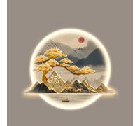 Hltdzer Arte Mural Colgante Pintura Tradicional China LED, Decoración Mural Iluminada con Fuente Alimentación Enchufable, Colgante Mural Moderno para Entrada