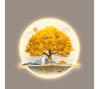 Hltdzer Arte Mural Colgante Pintura Tradicional China LED, Decoración Mural Iluminada con Fuente Alimentación Enchufable, Colgante Mural Moderno para Entrada