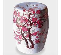 Hltdzer Decoración en Estilo Chino Taburete de Jardín Hueco Decorativo Cerámica Taburete Tambor Cerámica Redonda China Esmaltada Pintado Mano con Flores y Mariposas(U)